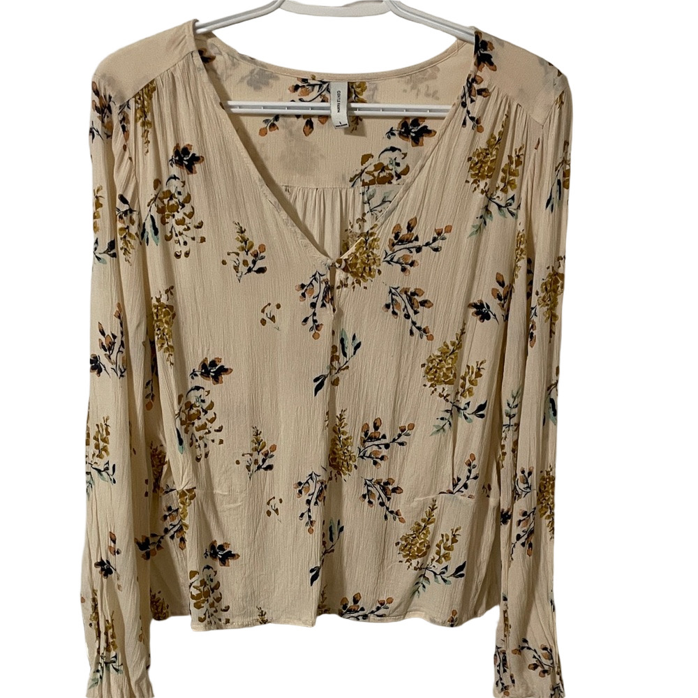 Gentle Fawn Light Pink Floral Long Sleeve Top Size Large